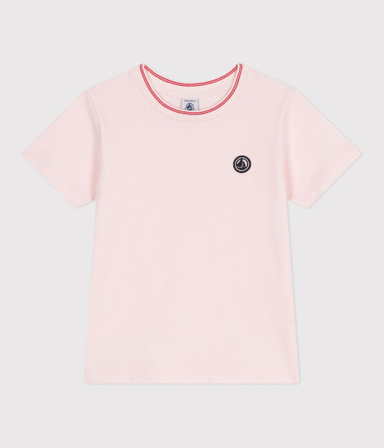 Effen katoenen T-shirt met korte mouwen voor kinderen roze FLEUR