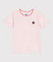 Effen katoenen T-shirt met korte mouwen voor kinderen roze FLEUR