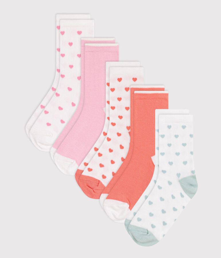 5 paires de chaussettes enfant fille en coton imprim&eacute; &agrave; fleurs multicouleur