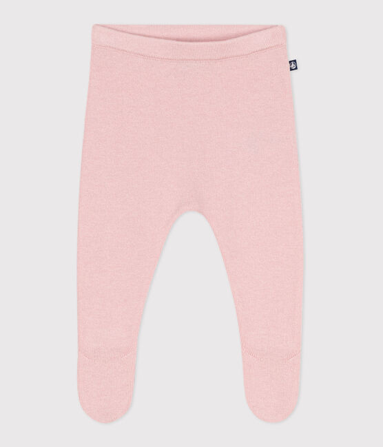 Pantalon bébé en tricot laine et coton rose JOLI