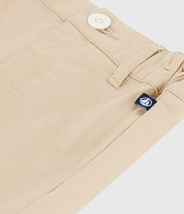 Effen katoenen short voor baby's beige