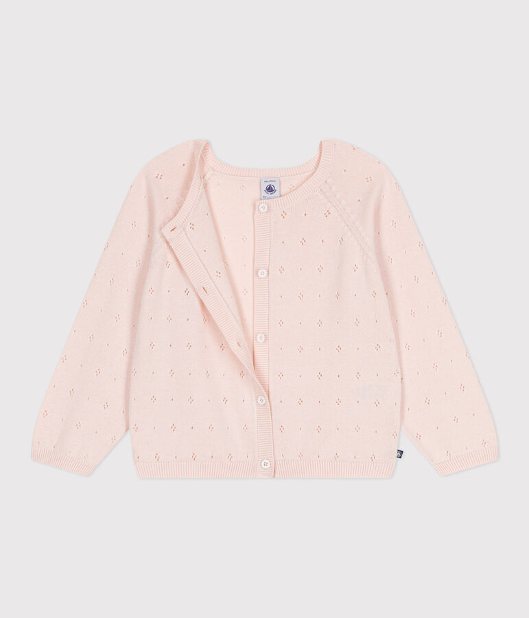 Cardigan enfant coton point fantaisie rose