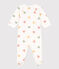 Fluwelen babypyjama met meerkleurige hartjesprint wit MARSHMALLOW/wit MULTICO