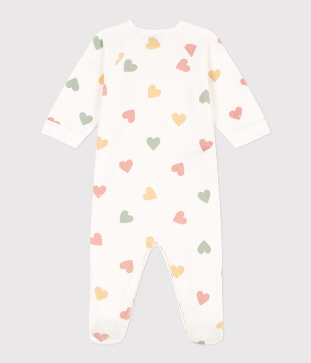 Pyjama b&eacute;b&eacute; coeurs multicolores en velours blanc/multicouleur