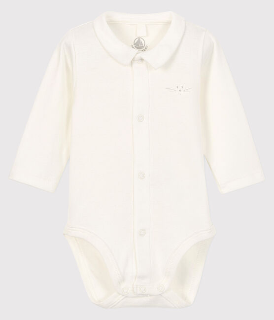 Body à col manches longues bébé garçon blanc MARSHMALLOW
