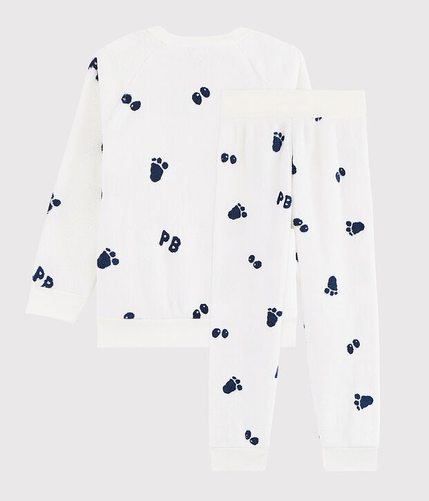 Jongenspyjama van fleece wit/blauw