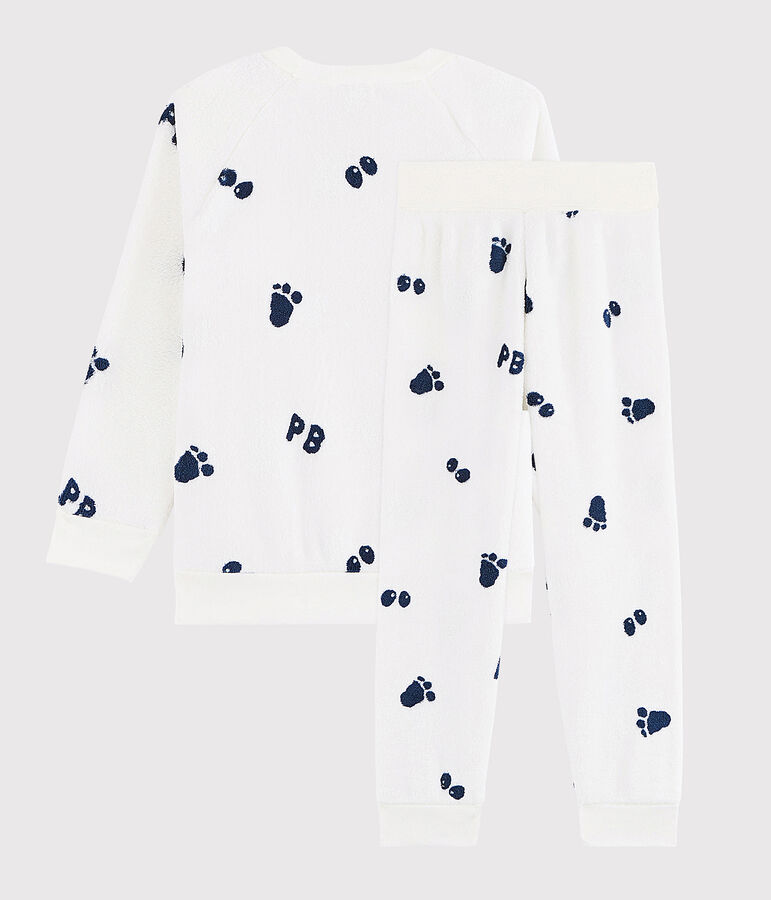 Jongenspyjama van fleece wit/blauw