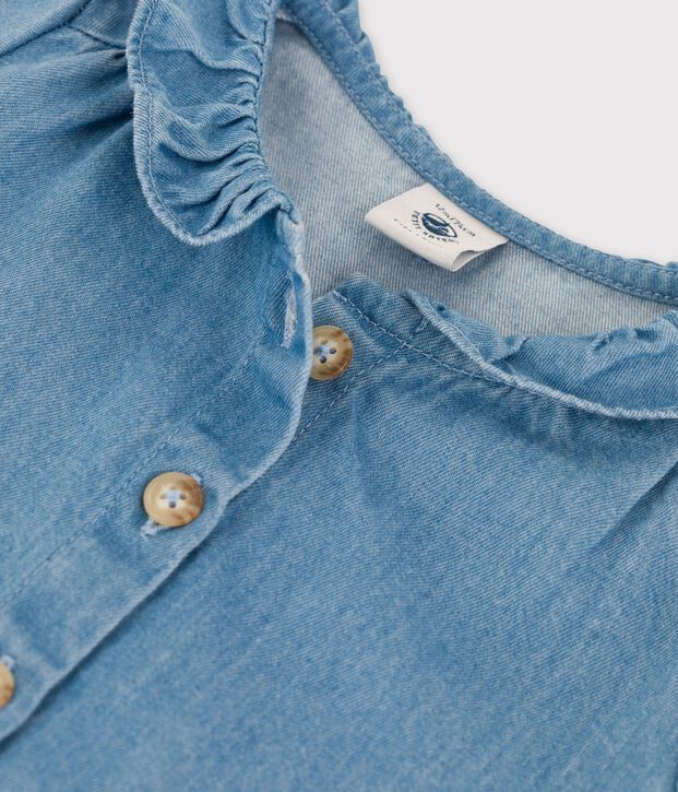 Blouse van licht biologisch denim voor baby's blauw