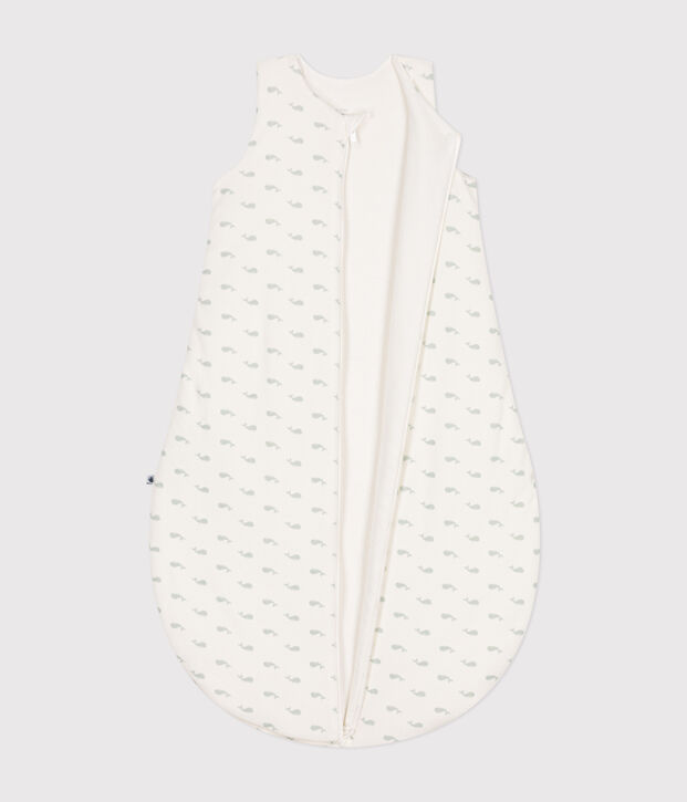 Fluwelen babytrappelzak met walvisprint - TOG 3 wit/groen