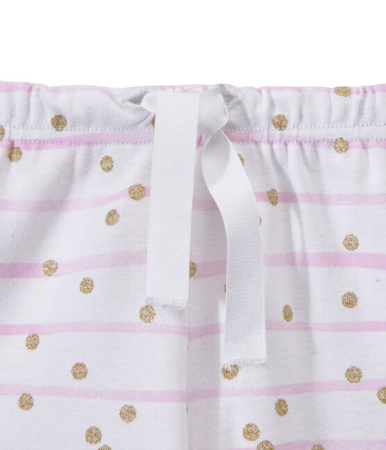Meisjesshort met dessin wit ECUME/roze ROSE/ OR