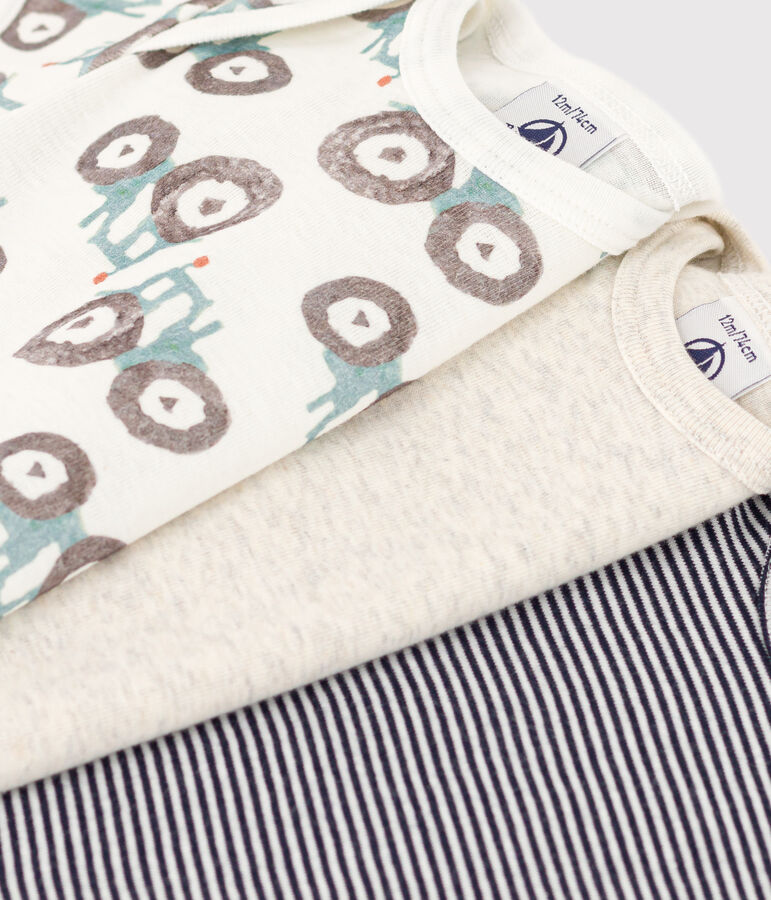 Lot de 3 bodies manches courtes tracteurs b&eacute;b&eacute; en coton multicouleur