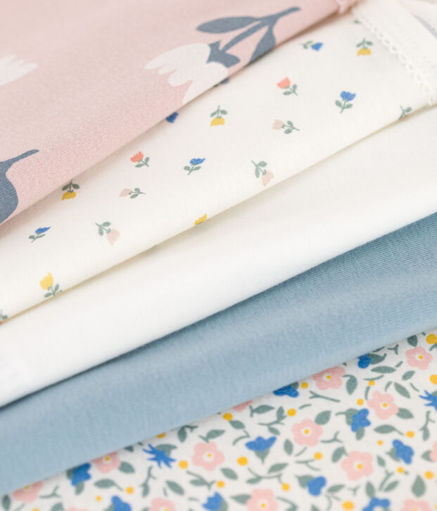Set van 5 body's met bandjes en bloemetjes in katoen multicouleur