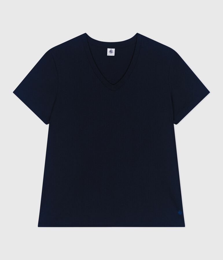 Le Droit, effen katoenen T-shirt voor dames blauw