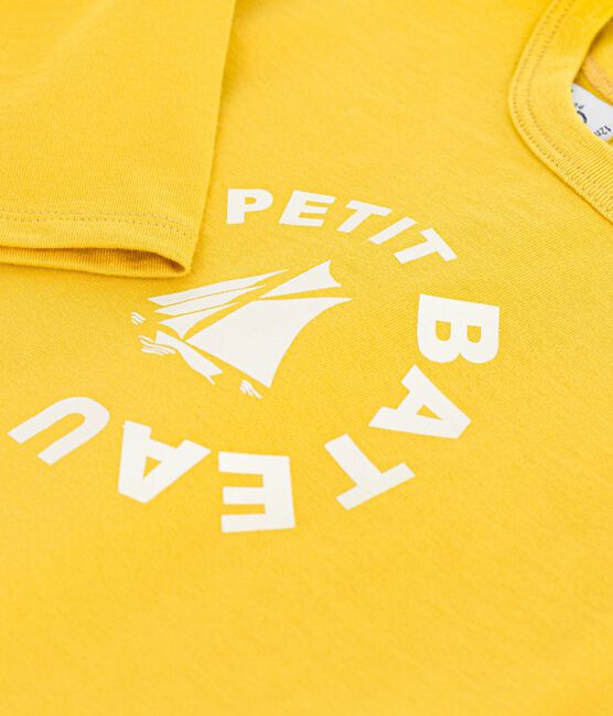 Katoenen T-shirt met lange mouwen en katmotiefje voor baby's geel NAPLES