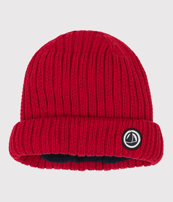 Bonnet bébé en tricot doublé en polaire recyclée STOP