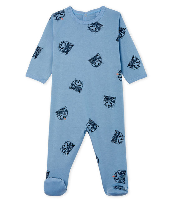 Dors bien bébé garçon en côte bleu ACIER/blanc MULTICO