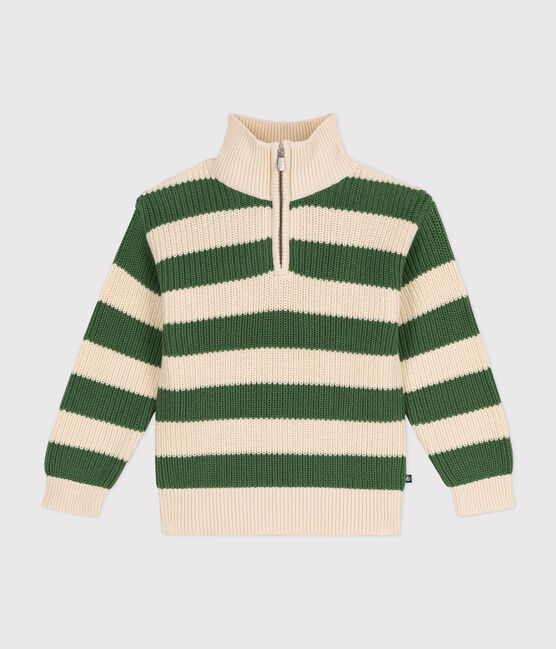 Pull col camionneur en coton enfant garçon vert PALMERAIE/ AVALANCHE