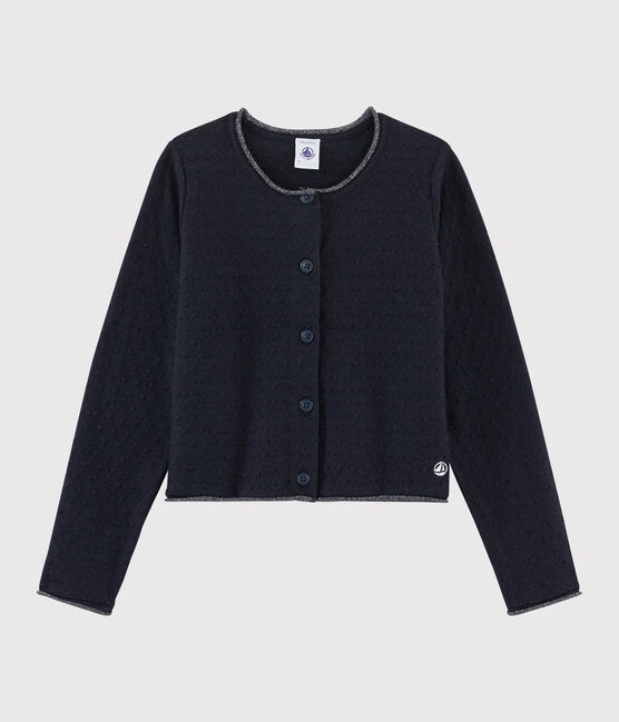 Meisjescardigan van wol en katoen blauw SMOKING
