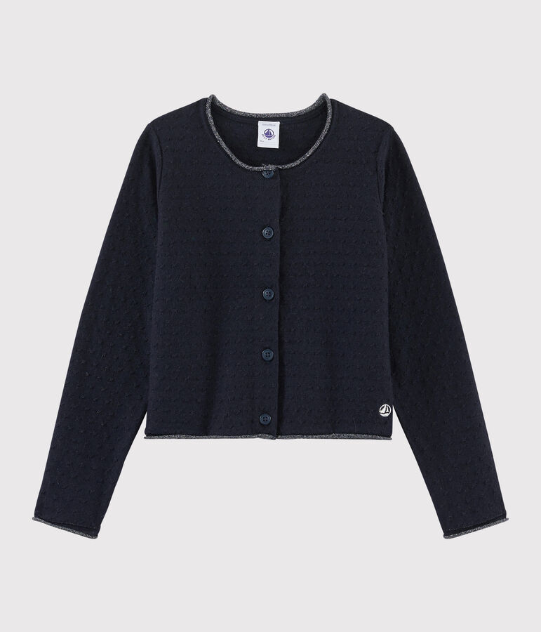 Cardigan en laine et coton enfant fille bleu