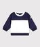 Sweatshirt b&eacute;b&eacute; en coton colorblock bleu/&eacute;cru