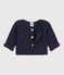 Cardigan bébé tricot point mousse en coton bleu SMOKING