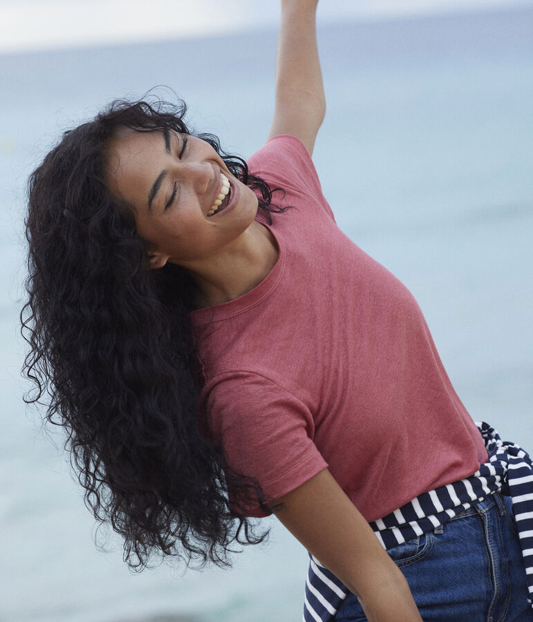 LE DROIT, katoenen T-shirt voor dames met ronde hals roze