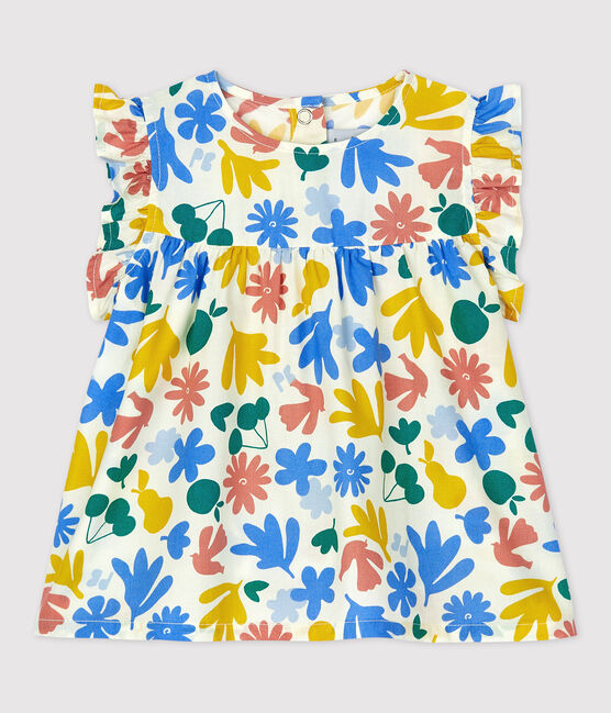 Blouse sans manches imprimée fleuri en popeline bébé blanc MARSHMALLOW/blanc MULTICO