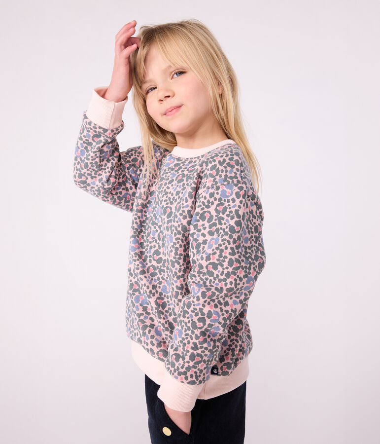 Katoenen sweatshirt met print voor kinderen roze JOLI/wit MULTICO