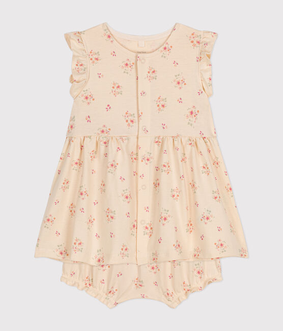 Jurk en bloomer van lichte jersey voor baby's wit AVALANCHE/ MULTICO