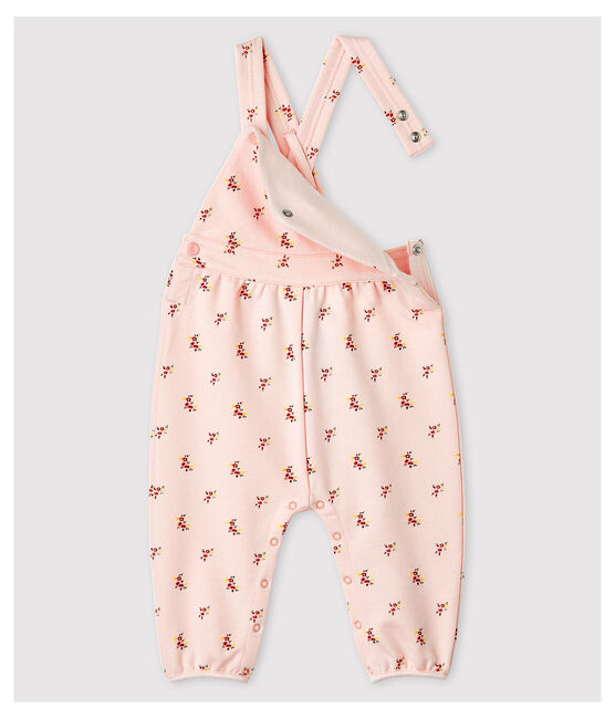 Salopette imprimé en molleton bébé fille rose FLEUR/blanc MULTICO