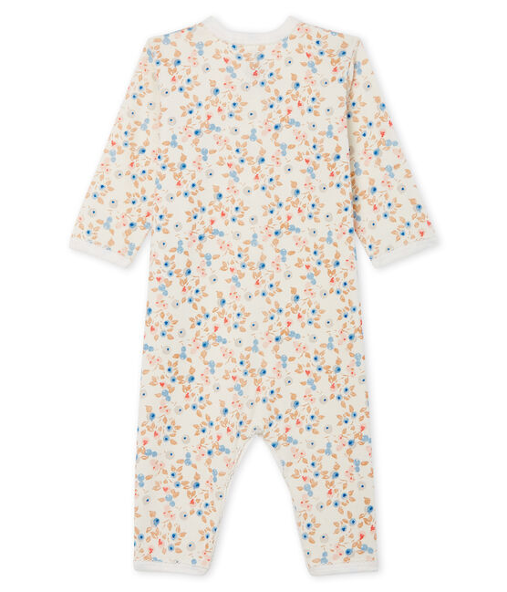 Dors bien sans pieds bébé fille en côte blanc MARSHMALLOW/blanc MULTICO