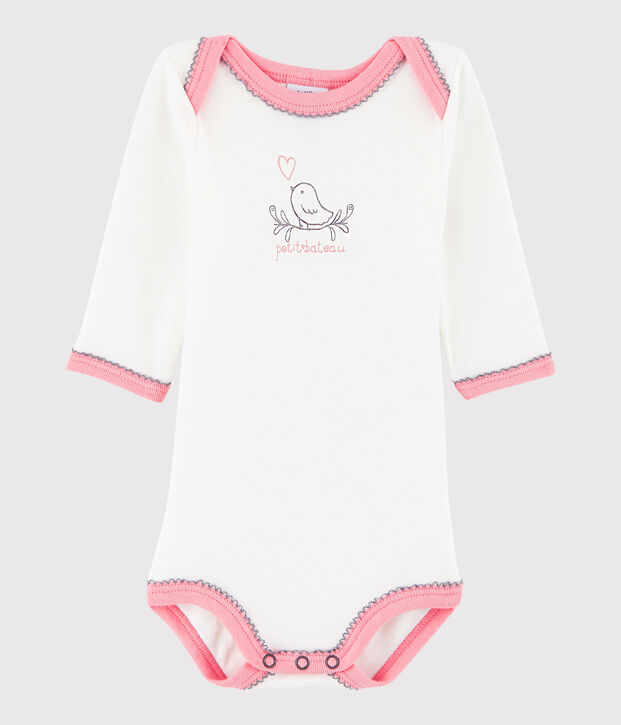 Rompertje lange mouwen babymeisje wit