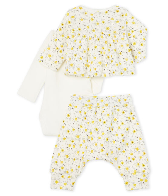 Ensemble trois pièces bébé fille en laine et coton blanc MARSHMALLOW/blanc MULTICO