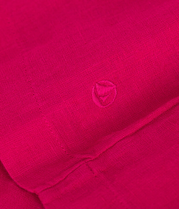Robe sans manche en lin enfant fille rose vif
