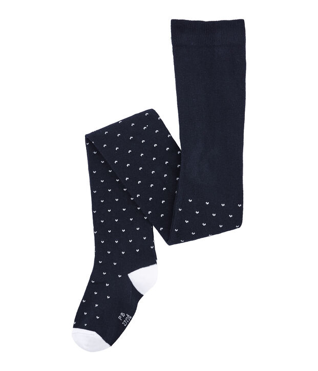 Meisjeskousenbroek in jersey blauw/wit