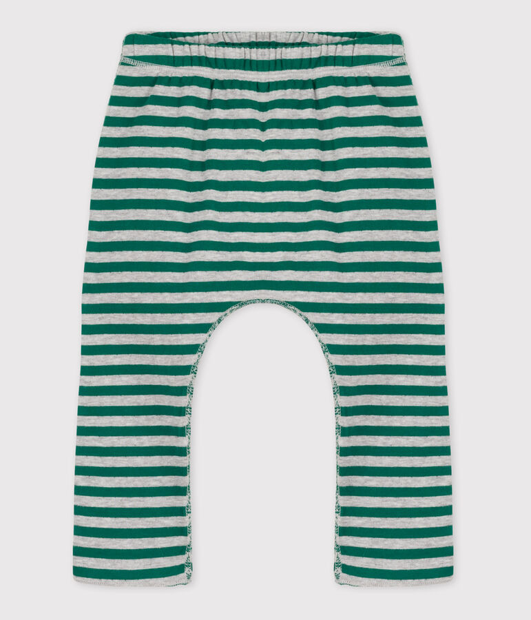 Gestreepte broek in tubic voor baby's groen/grijs