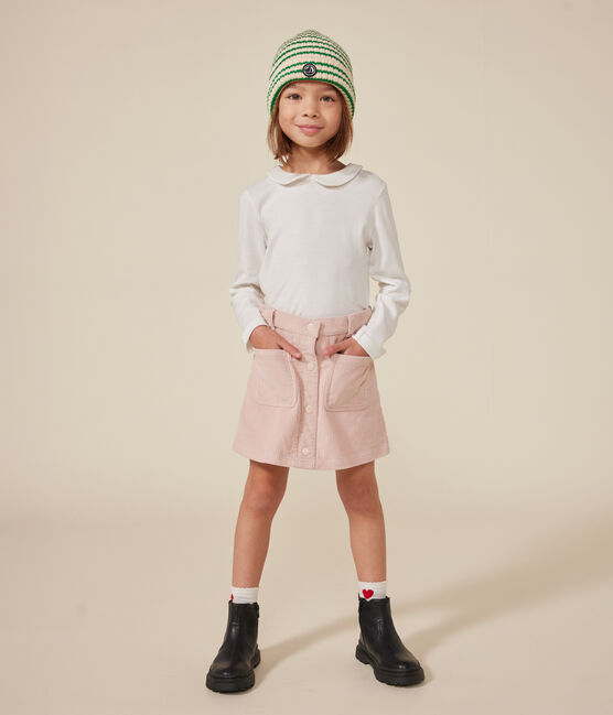 Tee-shirt manches longues coton  enfant fille blanc MARSHMALLOW