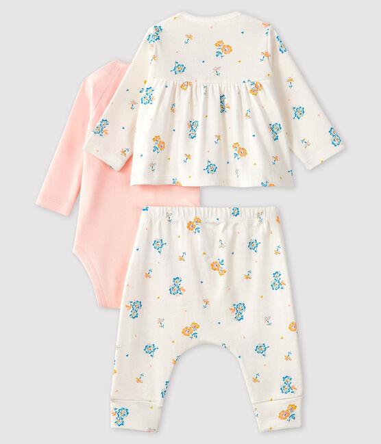 Set van 3 kledingstukken van gebreide stof babymeisje wit MARSHMALLOW/wit MULTICO