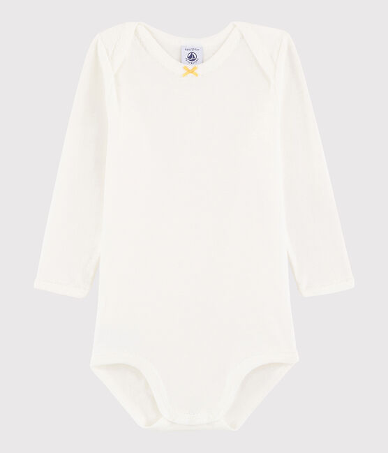 Body manches longues bébé fille blanc MARSHMALLOW/jaune BLE