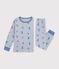 Kinderpyjama van fleece met skiprint blauw/multicouleur