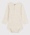 Katoenen body met lange mouwen en Tunesische hals voor baby's beige MONTELIMAR CHINE