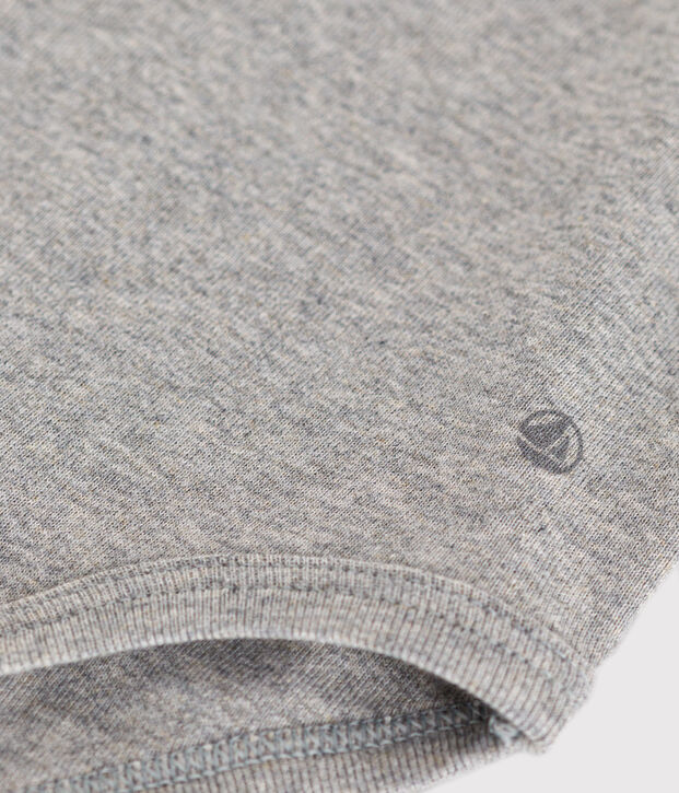 Body manches courtes col claudine en coton b&eacute;b&eacute; gris