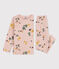 Pyjama fleur petite fille en tubique rose SALINE/blanc MULTICO