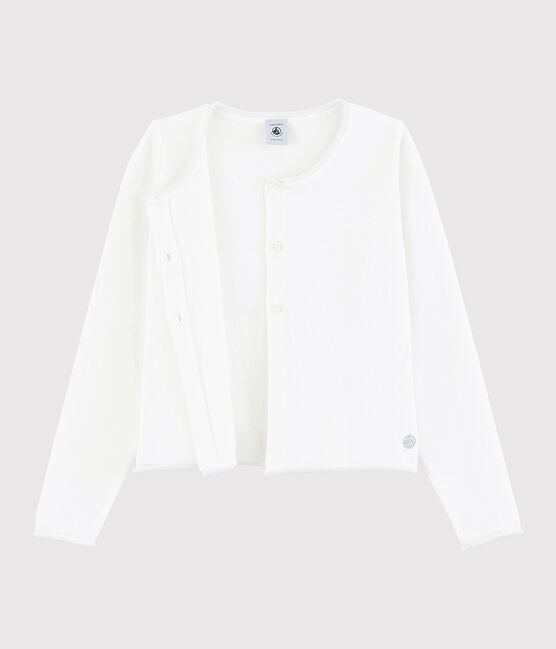 Katoenen cardigan voor meisjes wit MARSHMALLOW