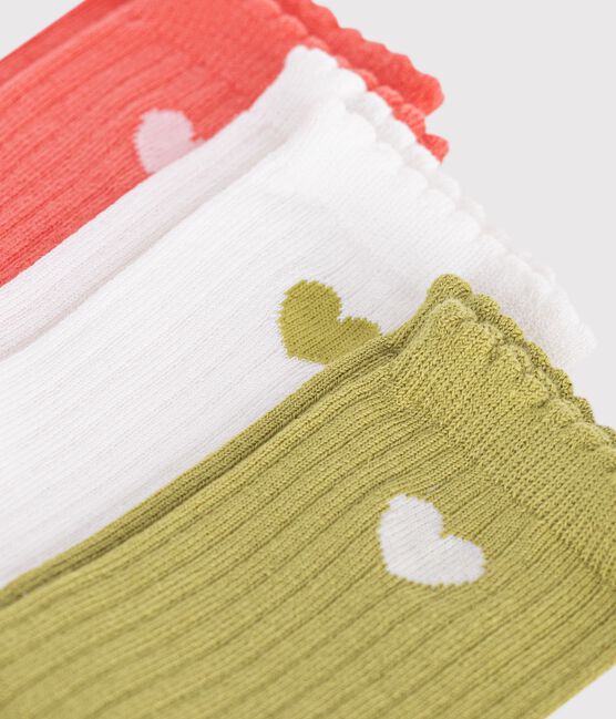 2 paires de chaussettes enfant fille en coton jacquard cœur variante 1