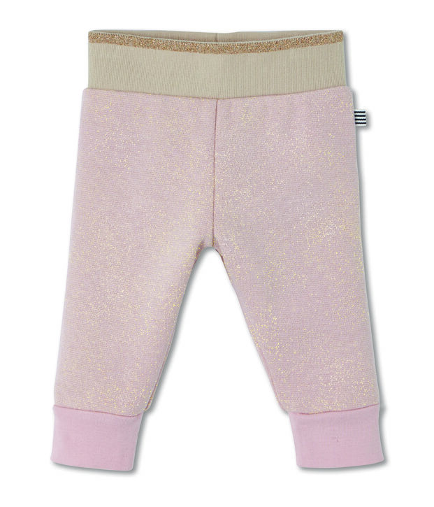 Glitterbroek in molton voor babymeisjes roze/geel