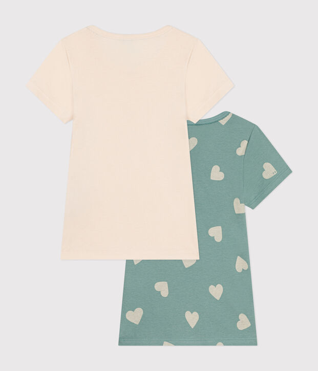 Lot de 2 tee-shirts &agrave; manches courtes c&oelig;ur en coton enfant multicouleur