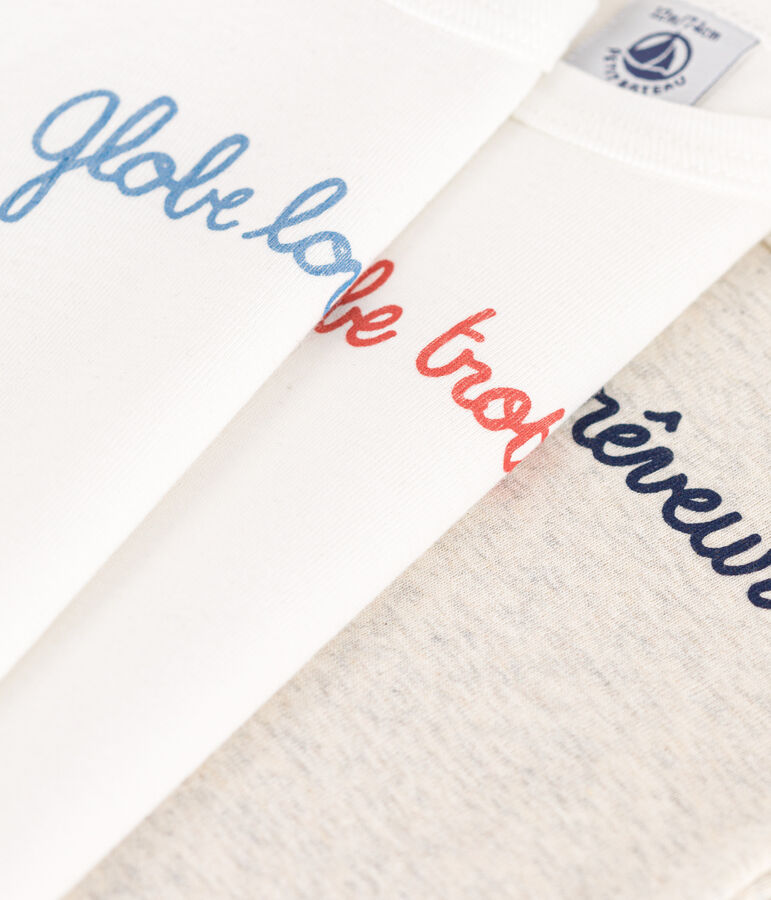 Lot de 3 bodies manches courtes globetrotteur en coton multicouleur