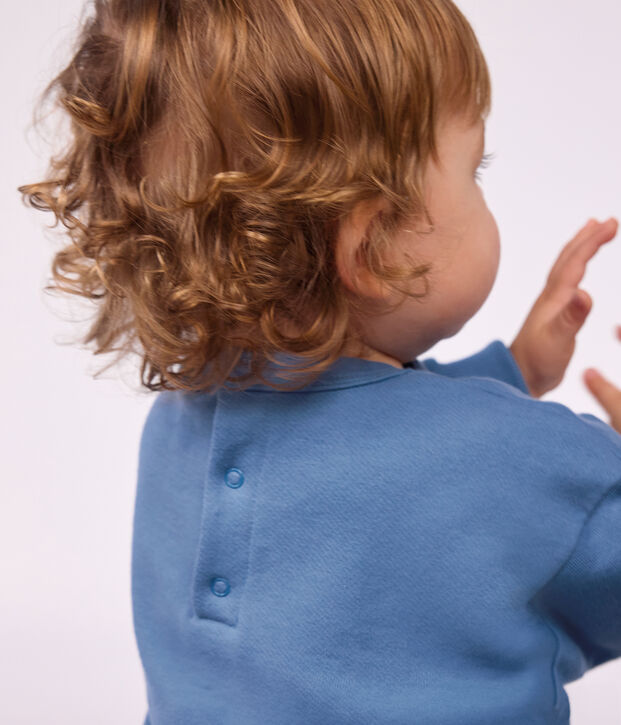 Effen katoenen babysweatshirt met borduursel blauw