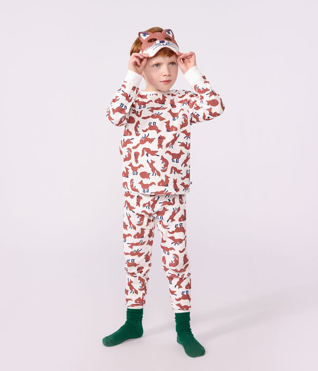 Katoenen verkleedpyjama van een vos voor kinderen wit/multicouleur